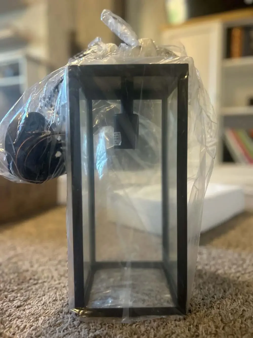 Modern Minimalist Rectangular Hanging Outdoor Lantern Light Fixture - H4176H